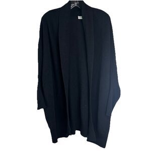 Subtle Luxury Cashmere Long Open Front Cardigan 3/4 Sleeves Blk Cozy Soft  XS/S